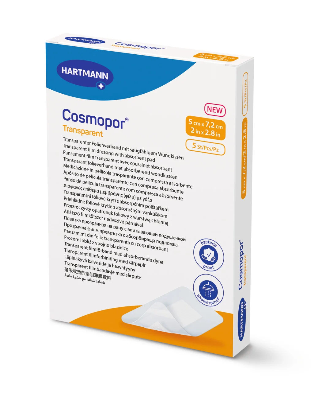 Cosmopor transparent 5x7,2cm sterilný P5 1×5 ks, samolepiaci obväz