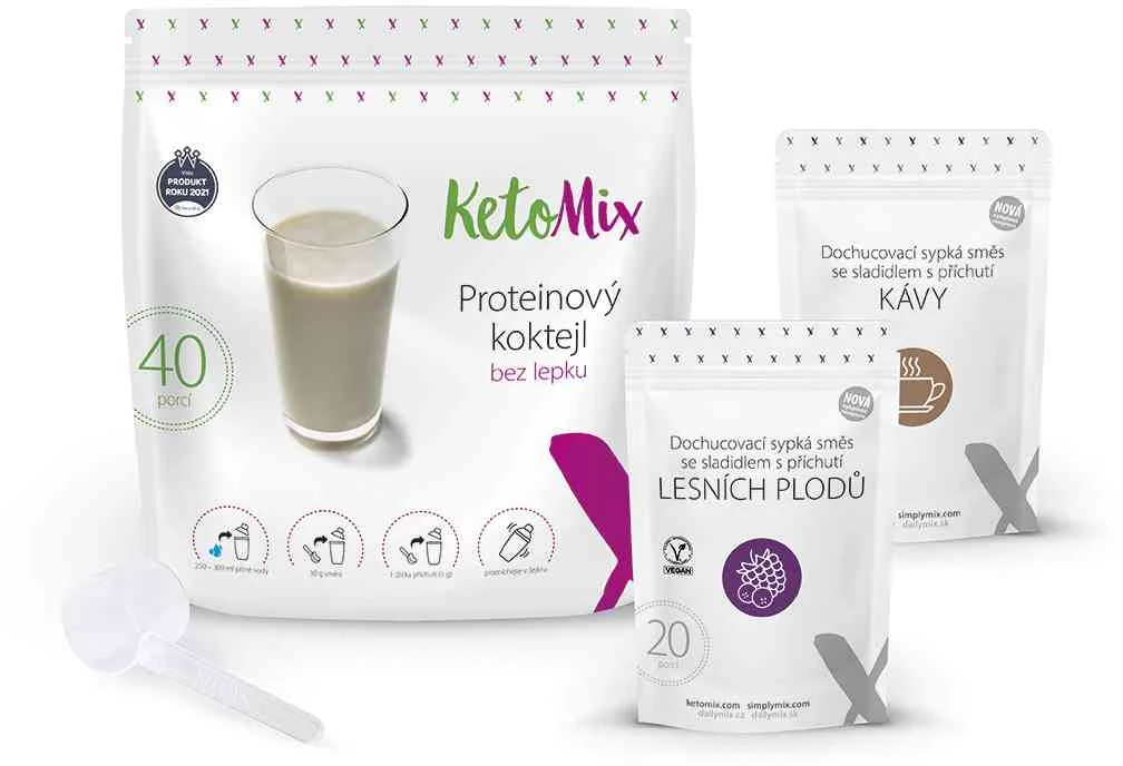 Proteínový kokteil KetoMix 1200 g (40 porcií) (káva 20p, lesní plody 20p)