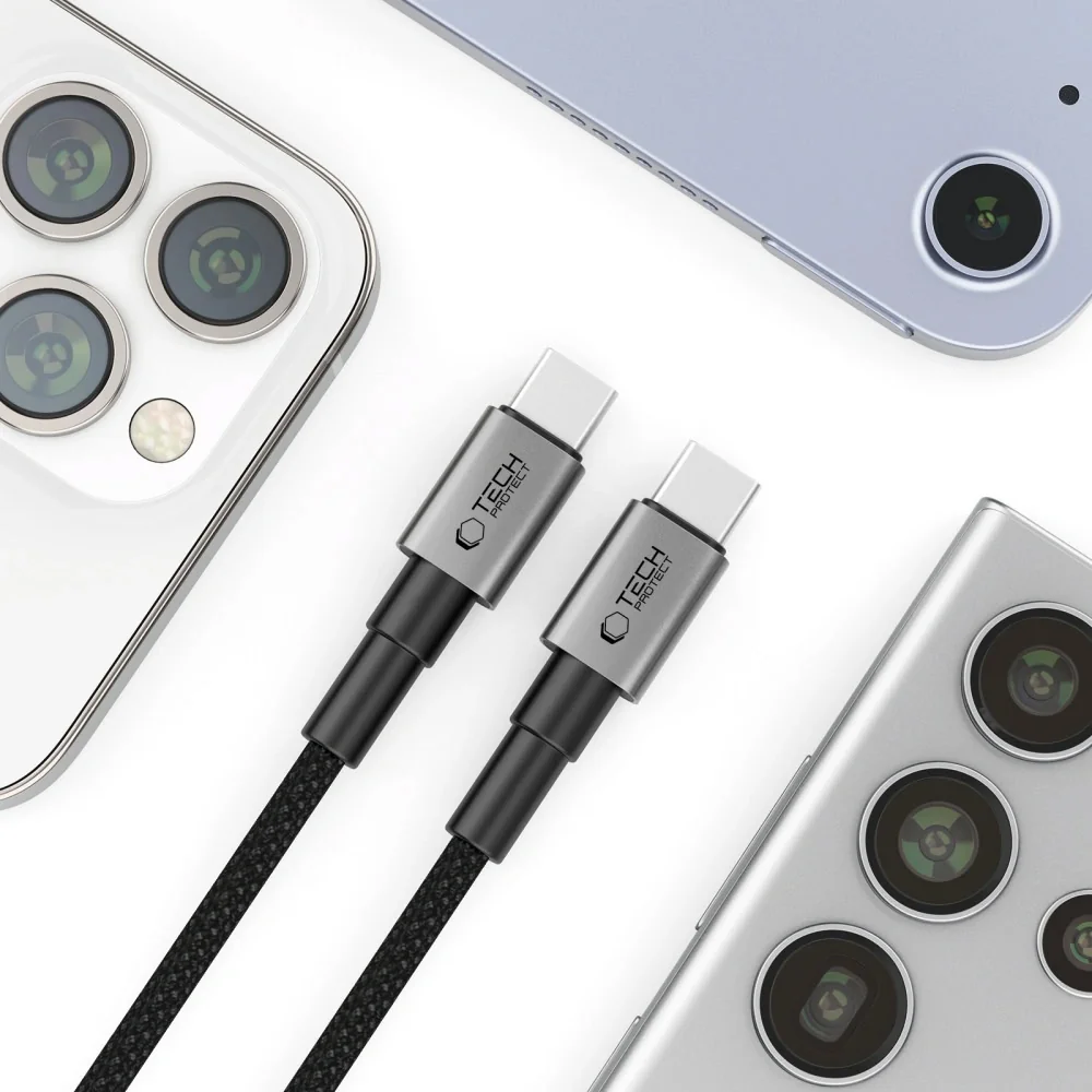 Tech-Protect Ultraboost MagTwist kábel USB-C 100W 5A PD 1m, šedý