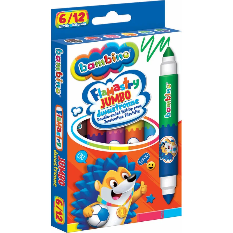 Obojstranné hrubé fixky Bambino, 12 farieb