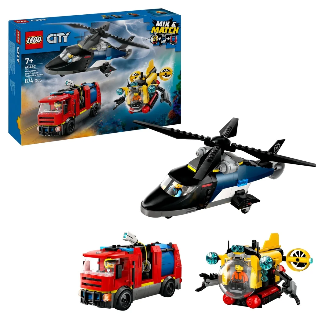 LEGO® City 60462 Remix: Helikoptéra, hasičské auto a ponorka