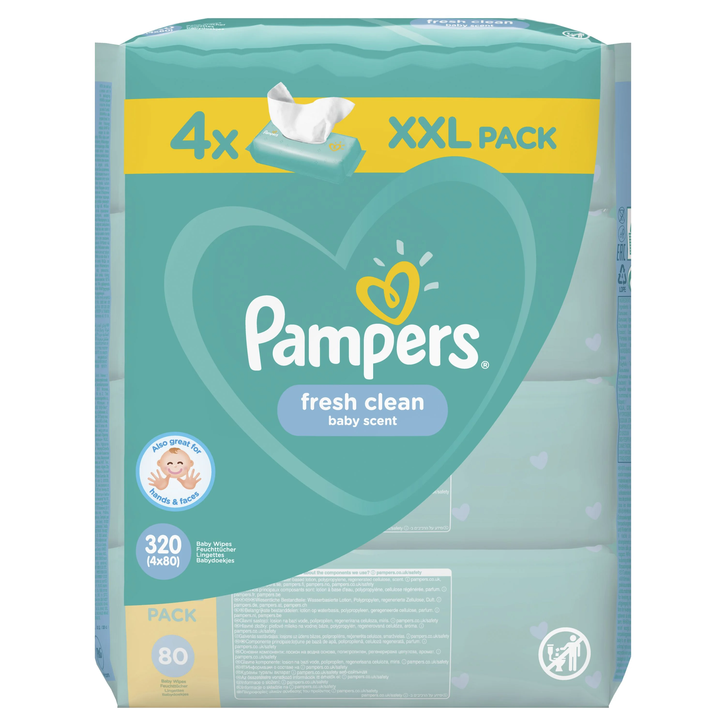 Pampers Wipes 320ks (4x80) Fresh clean 1×320 ks, vlhčené obrúsky