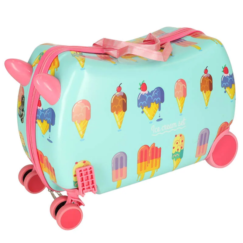 Detský palubný kufor na kolieskach – ICE CREAM, sedací (45×31,5×22 cm)