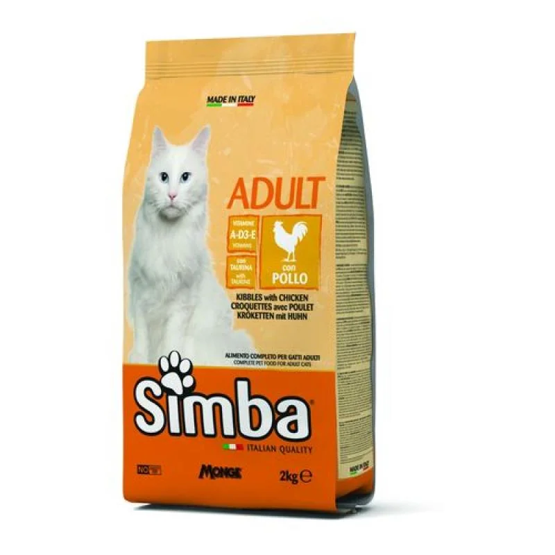 MONGE SIMBA Cat Chicken 2kg kompletné suché krmivo pre dospelé mačky s kuracím mäsom