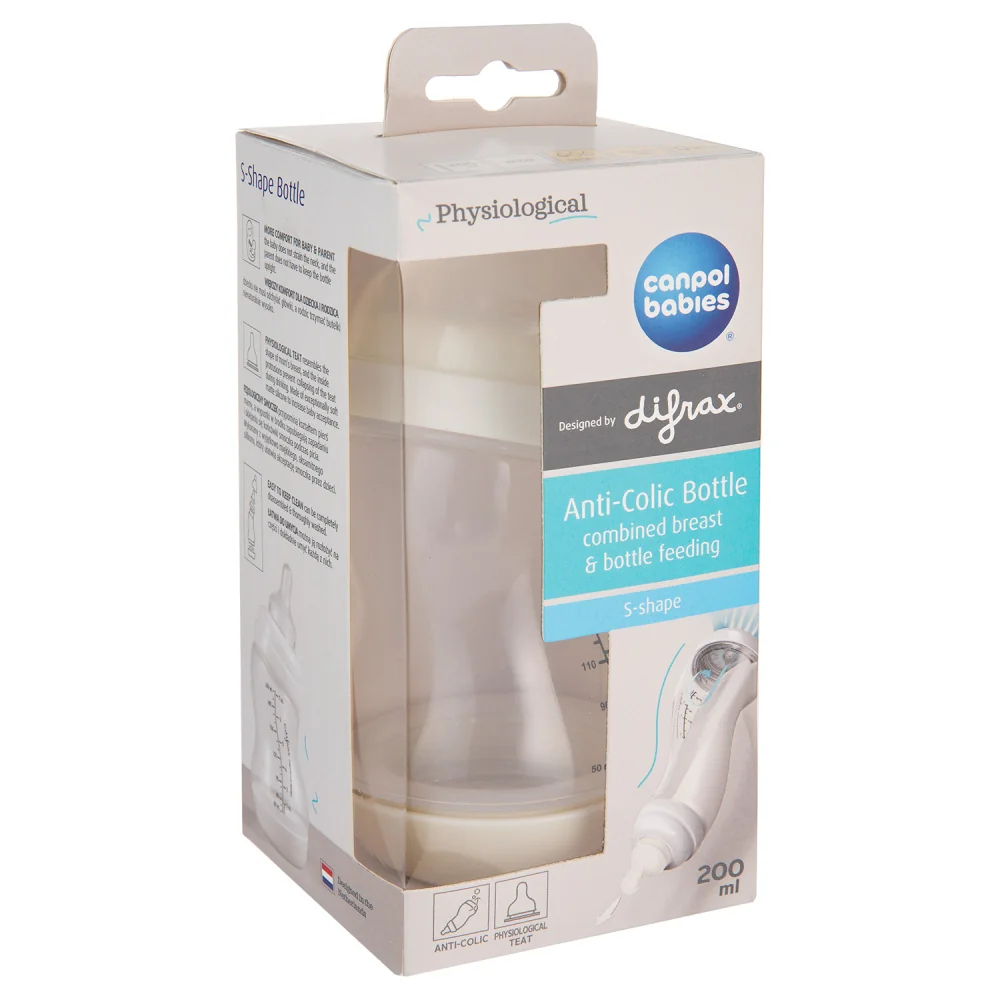CANPOL BABIES FLASA SIROKOHRDLA ANTIKOLIK S-SHAPE 200ML 1KS 1×1 ks, antikoliková fľaša