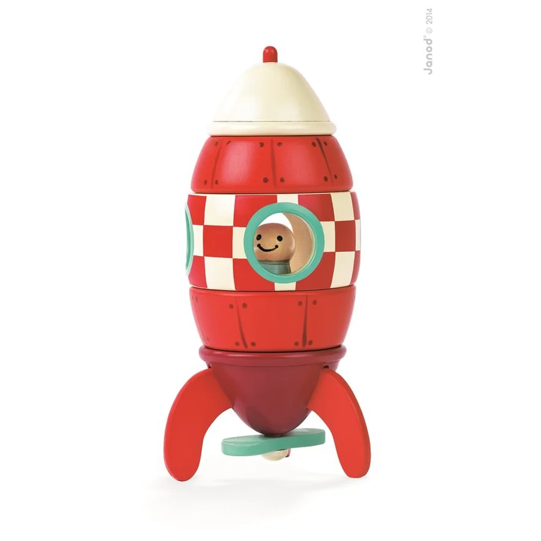 Janod Drevená magnetická skladačka Raketa Kit Magnet 16 cm 9 ks