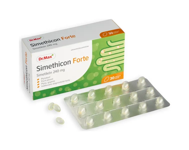 Dr. Max Simethicon Forte 240 mg 1×30 cps, nadúvanie a plynatosť