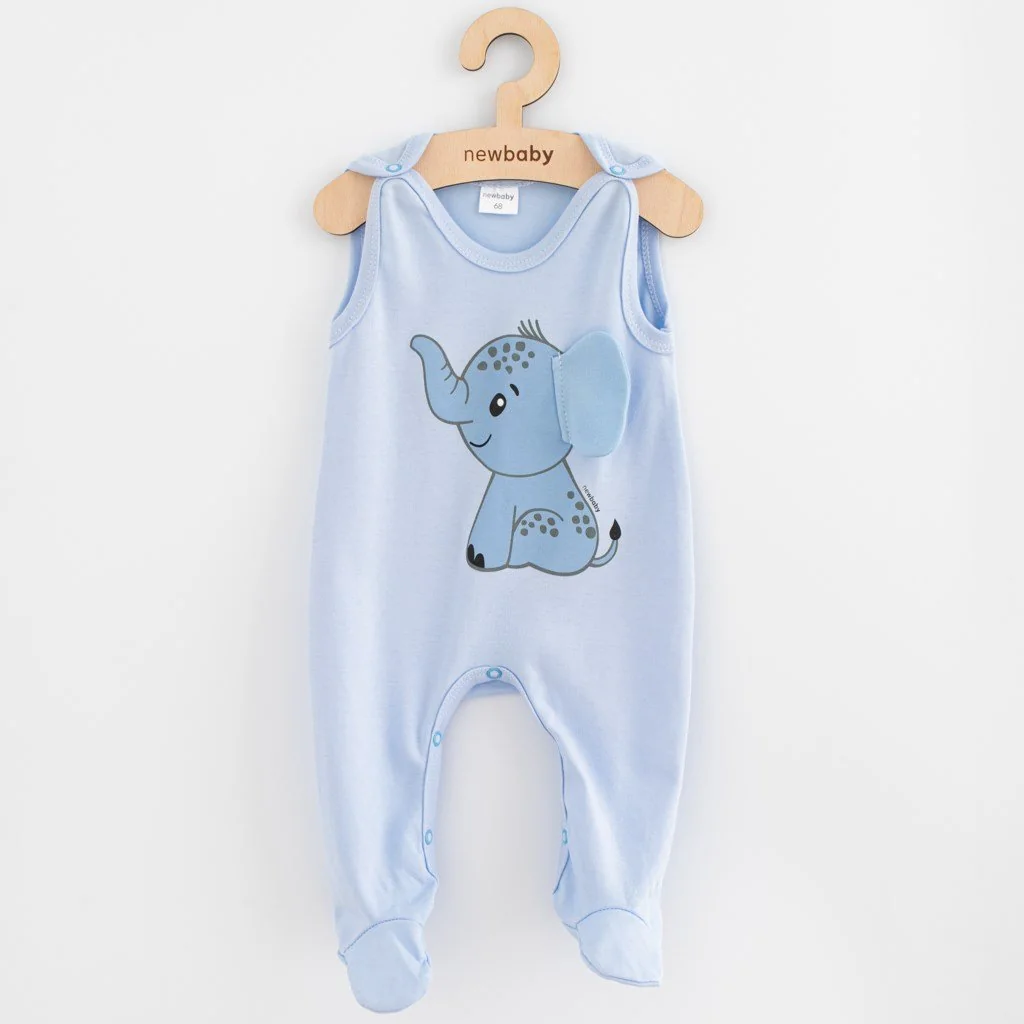 Dojčenské bavlnené dupačky   Happy Elephant blue, vel. 68 (4-6m)