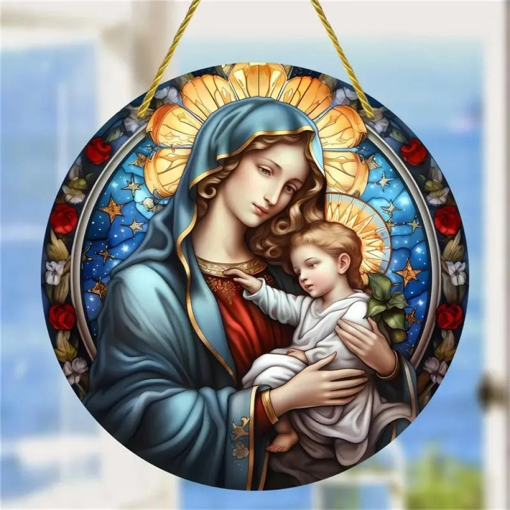 Lapač Slnka s vyobrazením Panny Márie a Ježiša XL-30cm x 30cm
