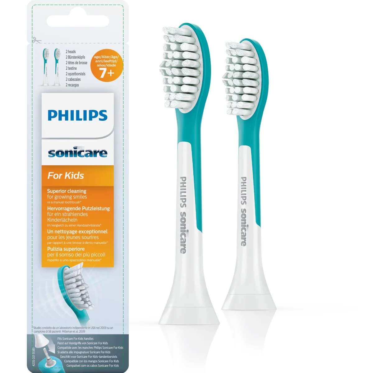 Philips Sonicare for Kids HX6042/33  Pre deti od 7 rokov 1×2 ks, náhradné hlavice
