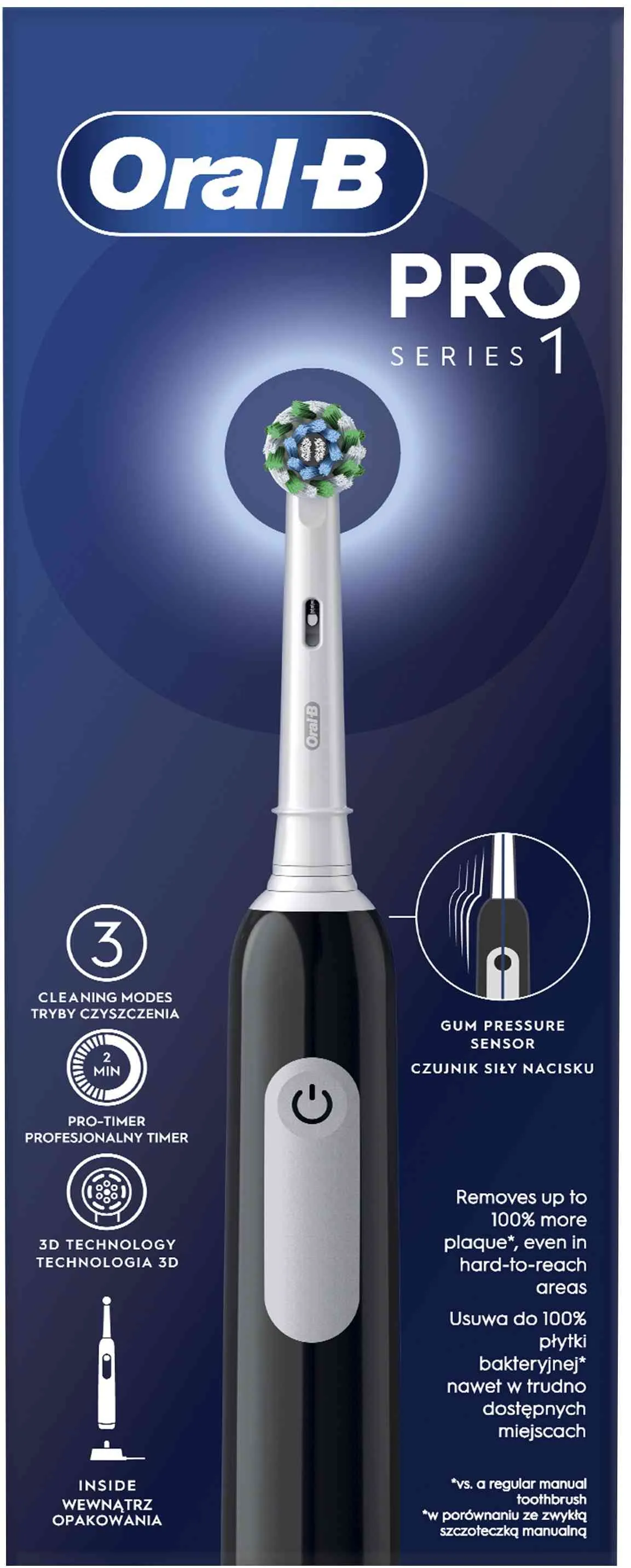 Oral-B EK Pro Series 1 Black + Cestovné púzdro 1×1 ks, elektrická zubná kefka