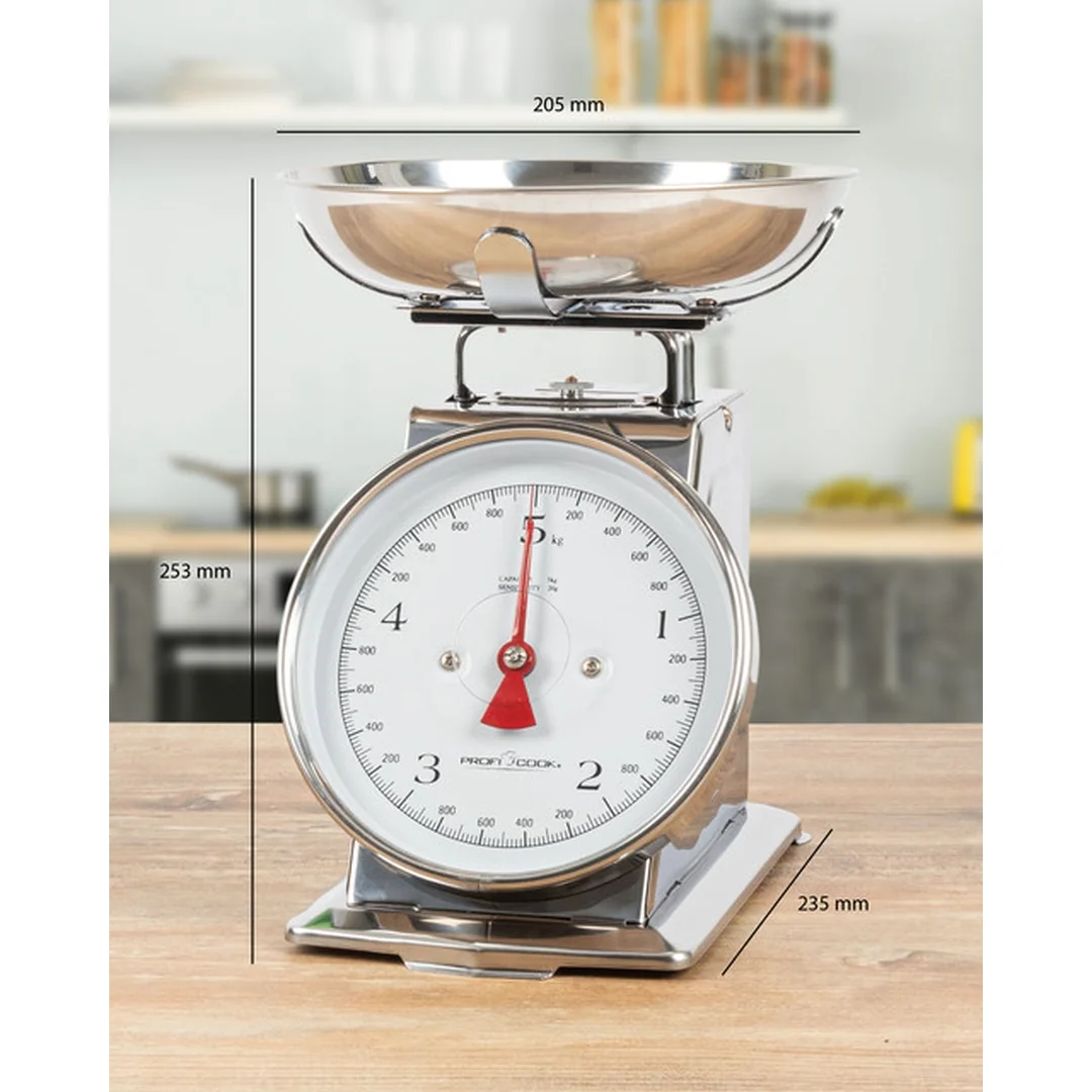 ProfiCook KW 1247 Retro mechanická kuchynská váha, nerezová oceľ, 5 kg