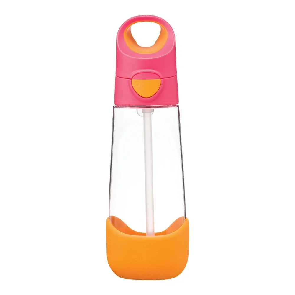 Fľaša na pitie so slamkou 600 ml ružová/oranžová