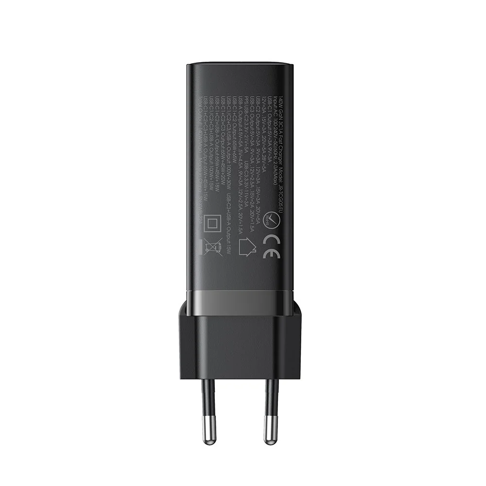 Joyroom Gan Ultra sieťová nabíjačka USB / 3x USB-C 140W + kábel USB-C, čierna čierna