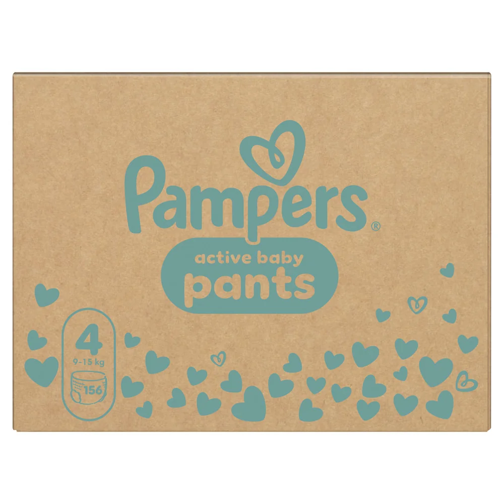 Pampers Active Baby plienkové nohavičky, veľkosť 4, 9kg-15kg 156 ks
