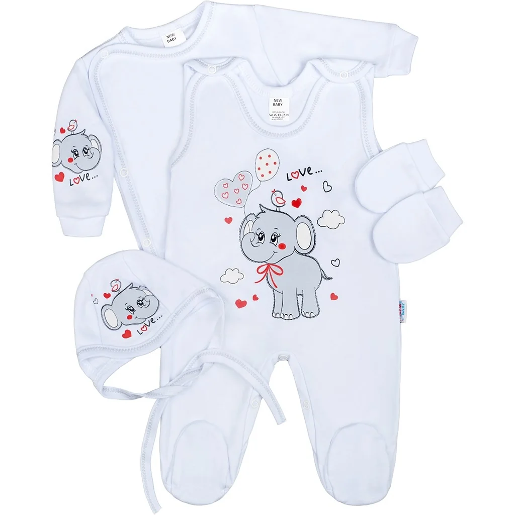 Súpravička 4-dielna New Baby Sloník bielo šedá 50, 20C33700