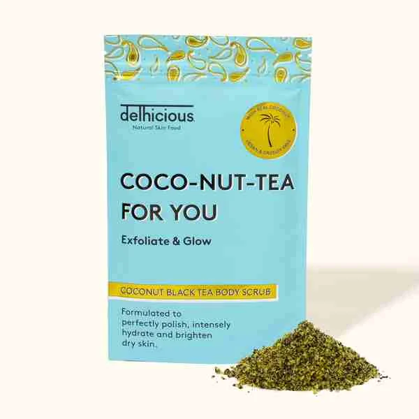 Delhicious, Coconut Black Tea Body Scrub 1×100 g, telový peeling