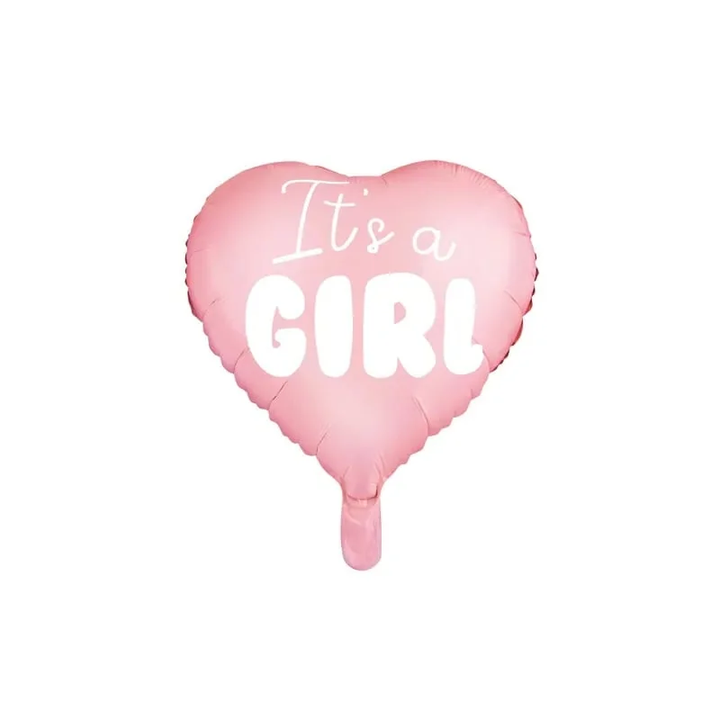 Fóliový balónik srdce 45 cm „Je to dievča“ – ružový baby shower balón 