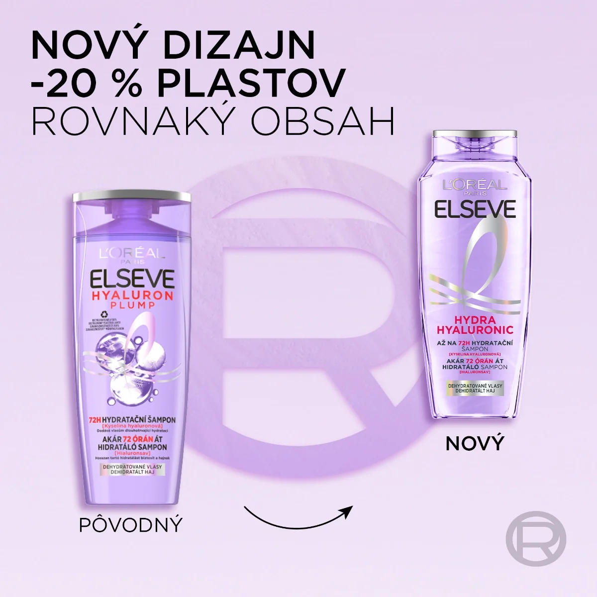 L'Oréal Paris L'Oréal Paris Elseve Hyaluron Plump 72H hydratačný šampón s kyselinou hyalurónovou 1×250 ml, hydratačný šampón