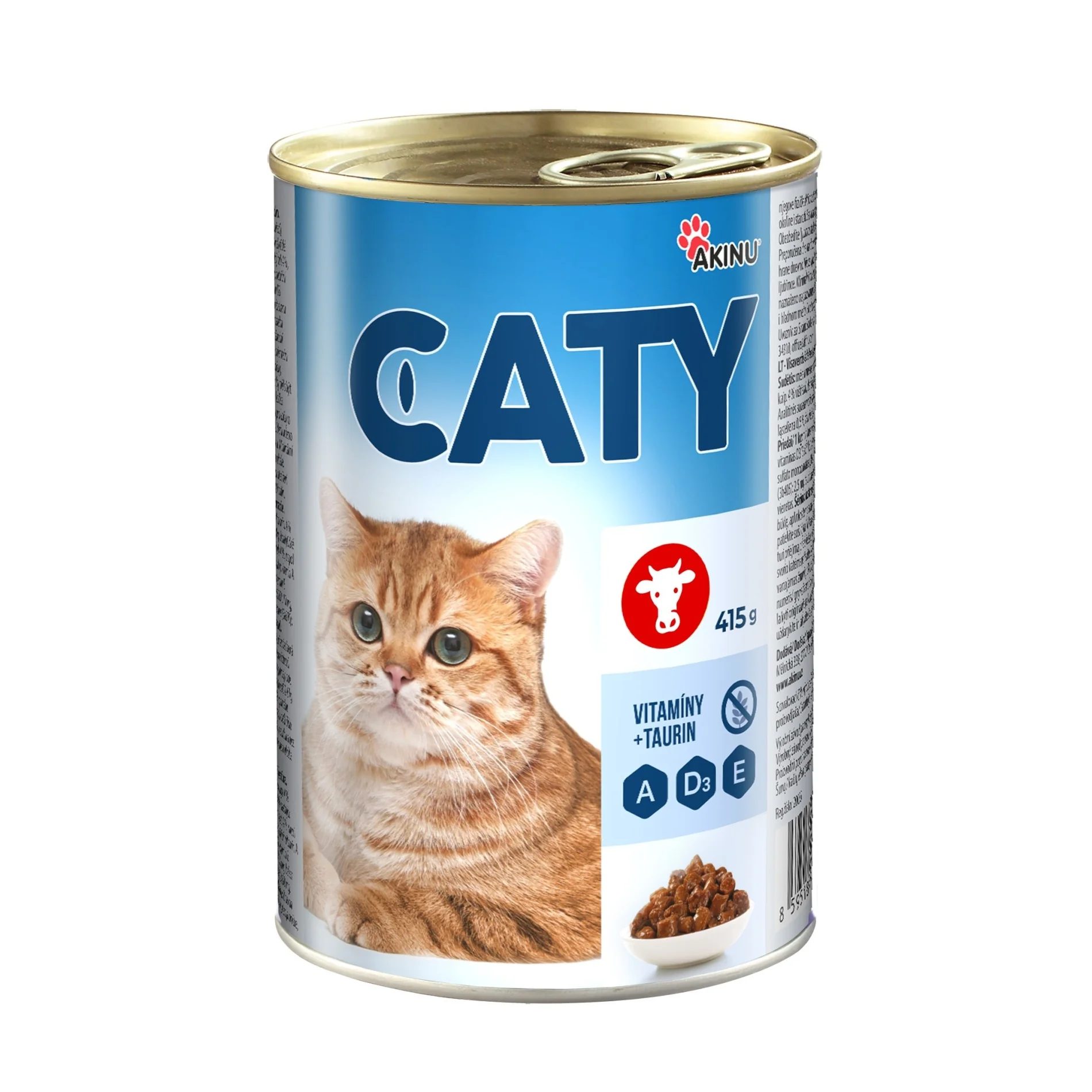 Akinu CATY Hovädzie kúsky v omáčke v konzerve pre mačky 14 x 415 g