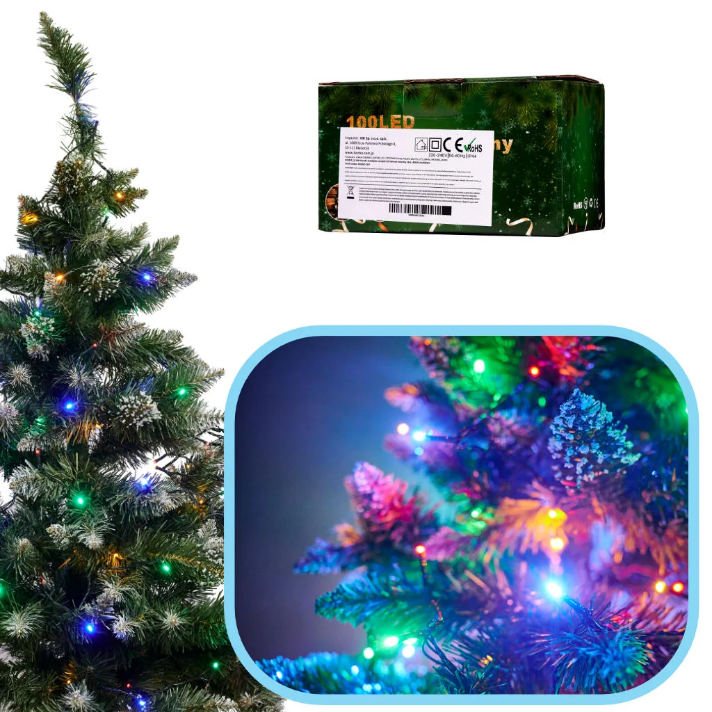 Vianočná LED reťaz 10 m – 100 LED, multicolor, 8 režimov, vnútorný