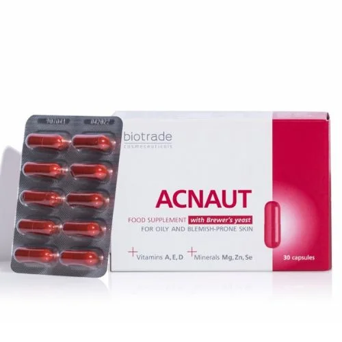 Biotrade Doplnok stravy s pivovarskými kvasnicami pre mastnú a problematickú pleť Acnaut 30ks 30 ks