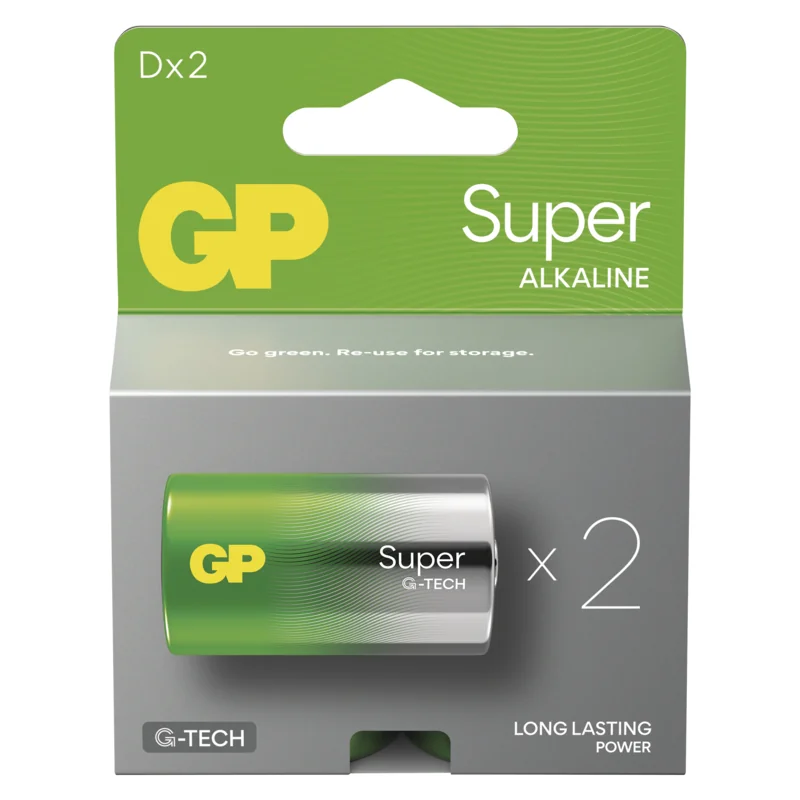 GP alkalická batéria SUPER D (LR20) 1×2 ks, alkalická batéria