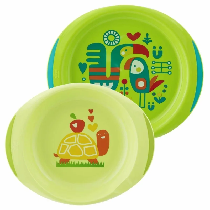Chicco Detská sada tanierov 2 ks, zelená, od 12 m+