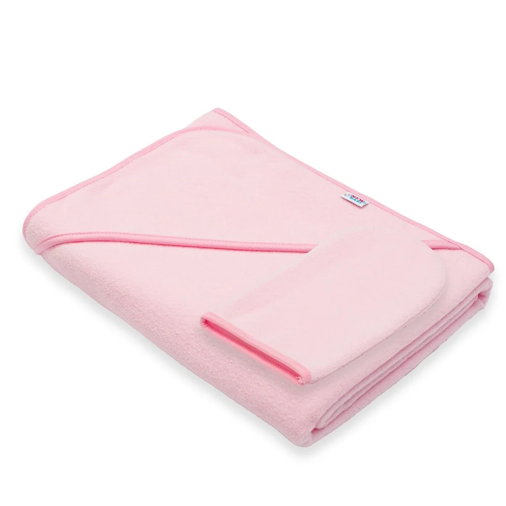 Detská froté osuška s kapuckou New Baby BASIC 100x100 ružová ,