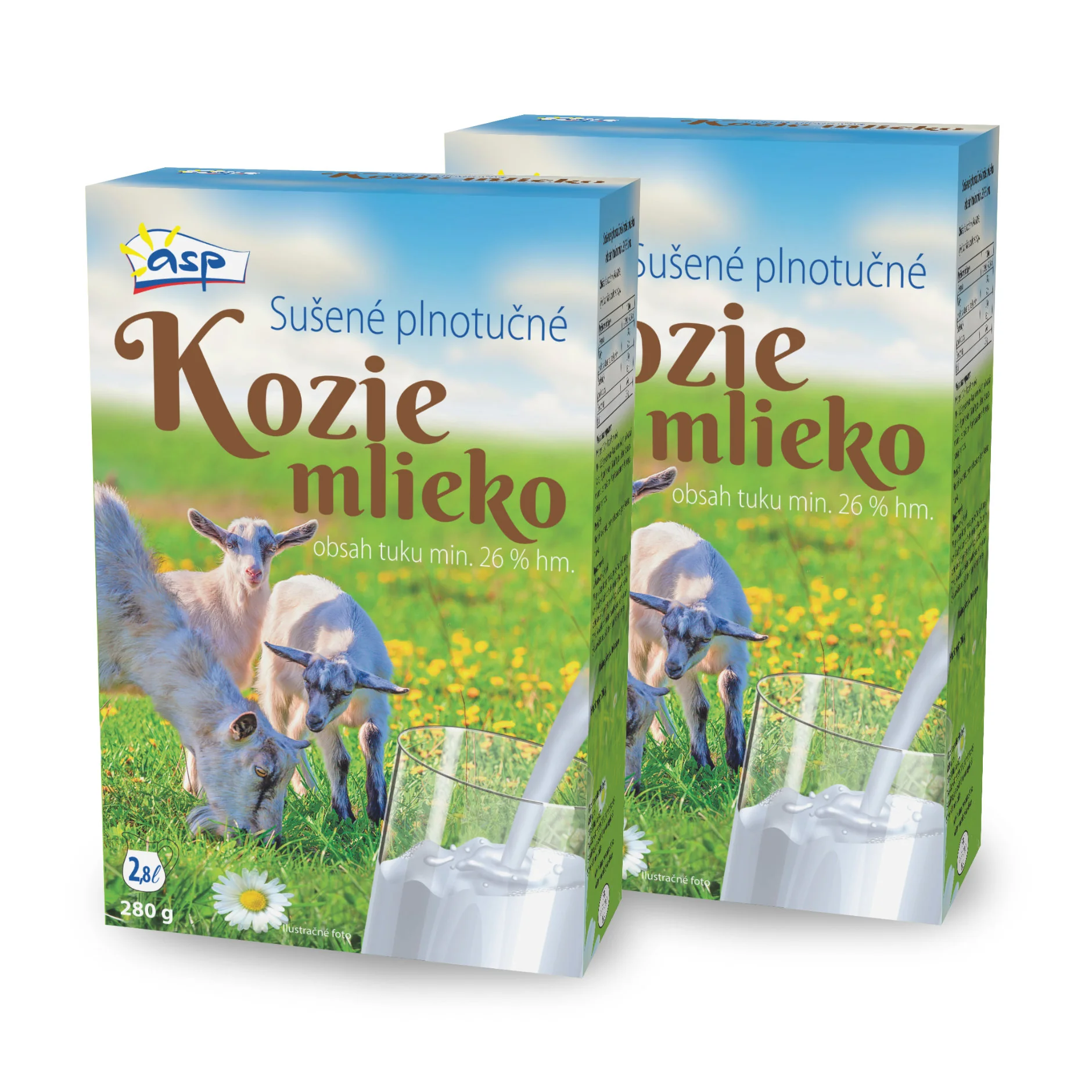 ASP Sušené plnotučné kozie mlieko 2 x 280 g, obsah tuku min. 26 % hm.