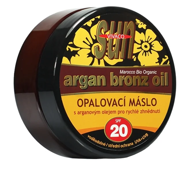 VIVACO SUN ARGAN BRONZ opaľovacie maslo SPF20 s argánovým olejom 1×200 ml, vodeodolné