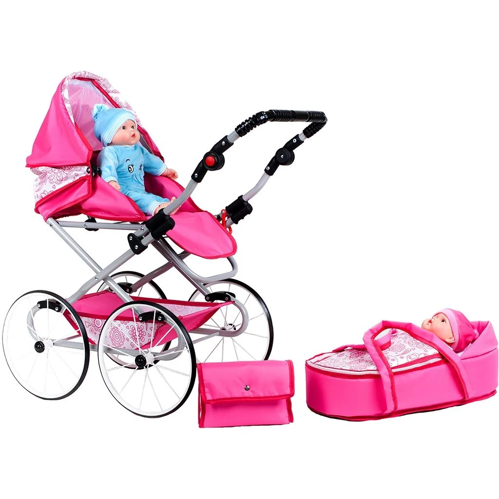 Detský Retro kočík pre bábiky 2v1 New Baby Natálka ružový ,