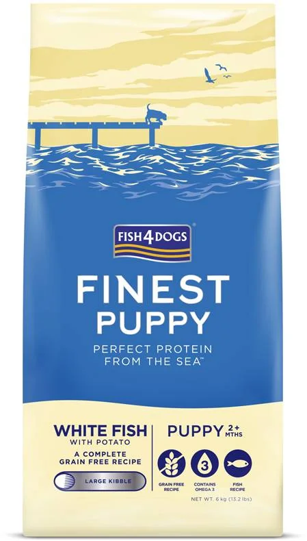 FISH4DOGS Granule veľké pre šteniatka Finest biela ryba so zemiakmi 6kg, 2m+ 1×6000 g, granule pre šteniatka