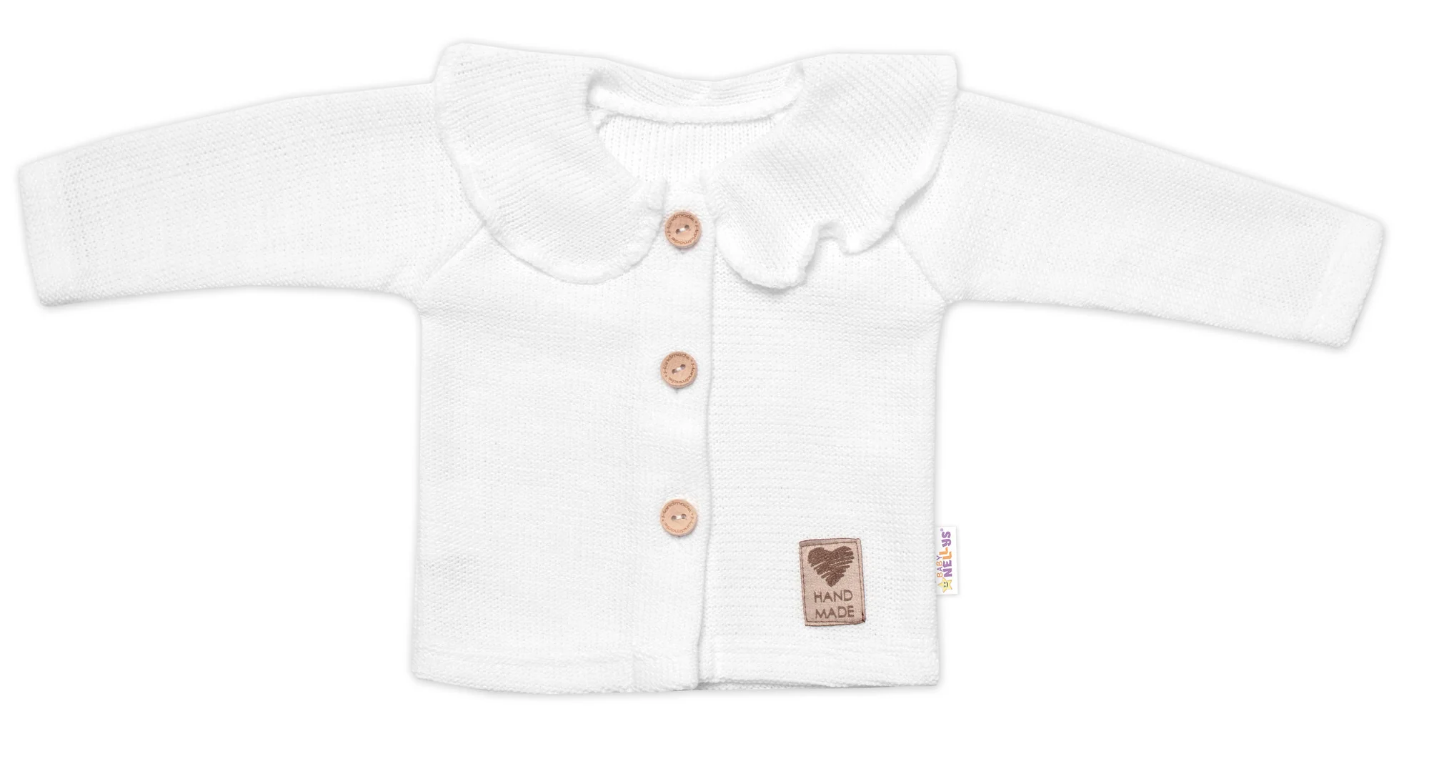 Pletený svetrík s volánikom Girl, Baby Nellys, biely, veľ. 62