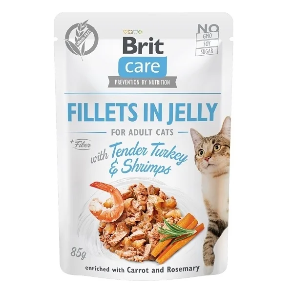 Brit Kapsička Care Cat Fillets In Jelly With Tender Turkey & Shrimps 85g 1×85 g