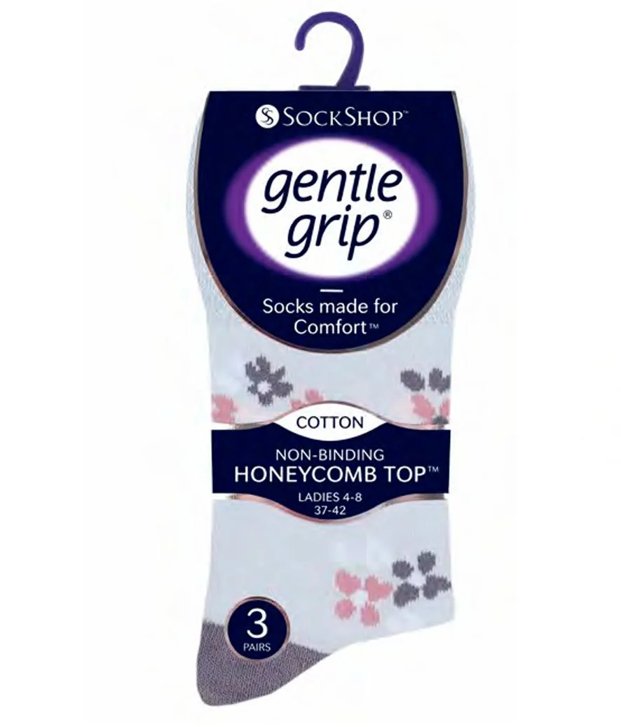 Dámske módne 3 páry ponožky Gentle Grip ENGLISH ROSE voľný lem Veľkosť ponožiek 37-42