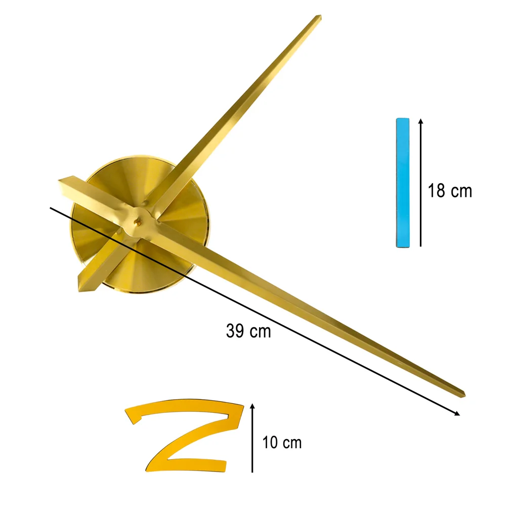 Nástenné hodiny samolepiace – 1 cifra 100–120 cm, zlaté ručičky, farebné značky