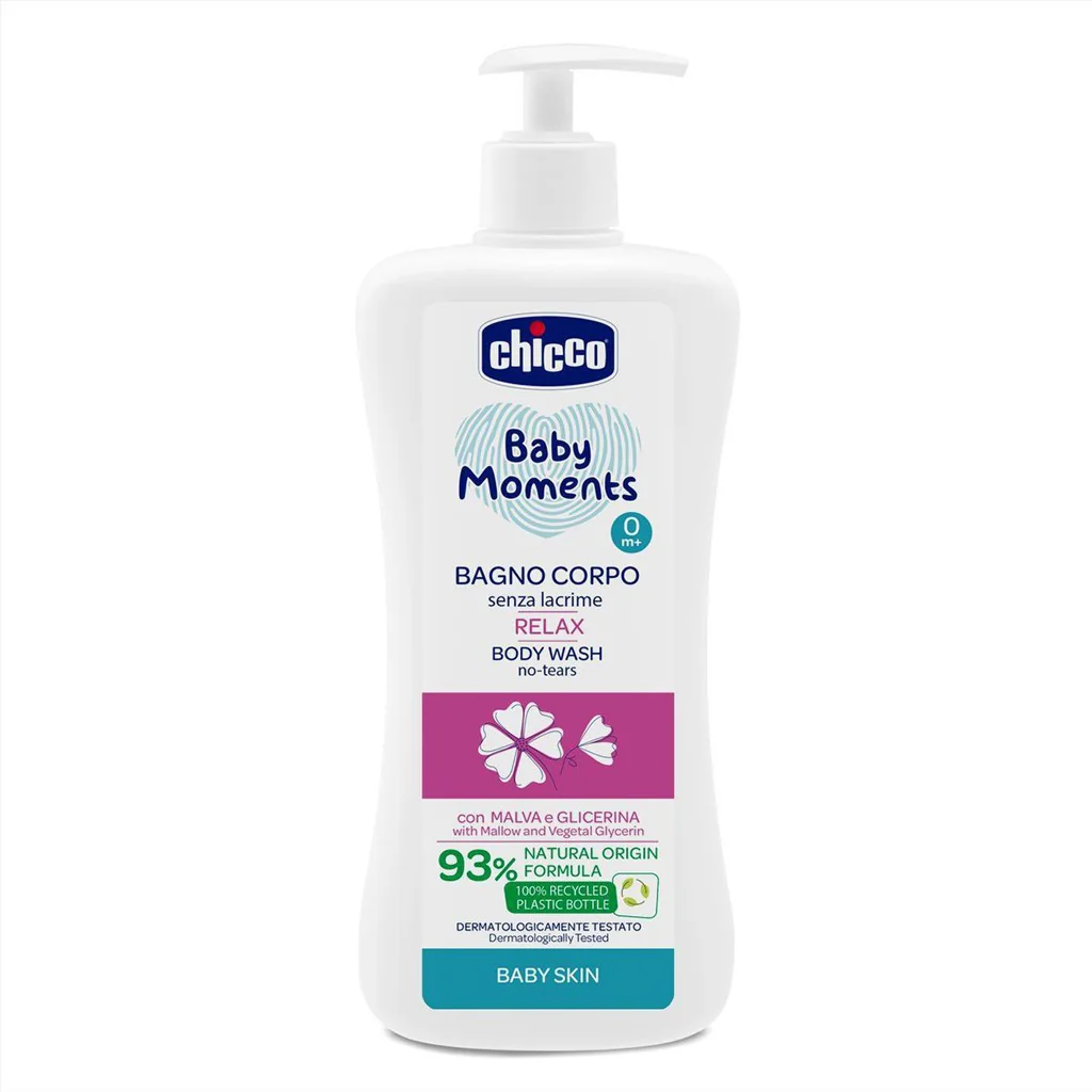 CHICCO Šampón na telo s dávkovačom Baby Moments Relax 93% prírodných zložiek 500 ml 1×500 ml, šampón na telo