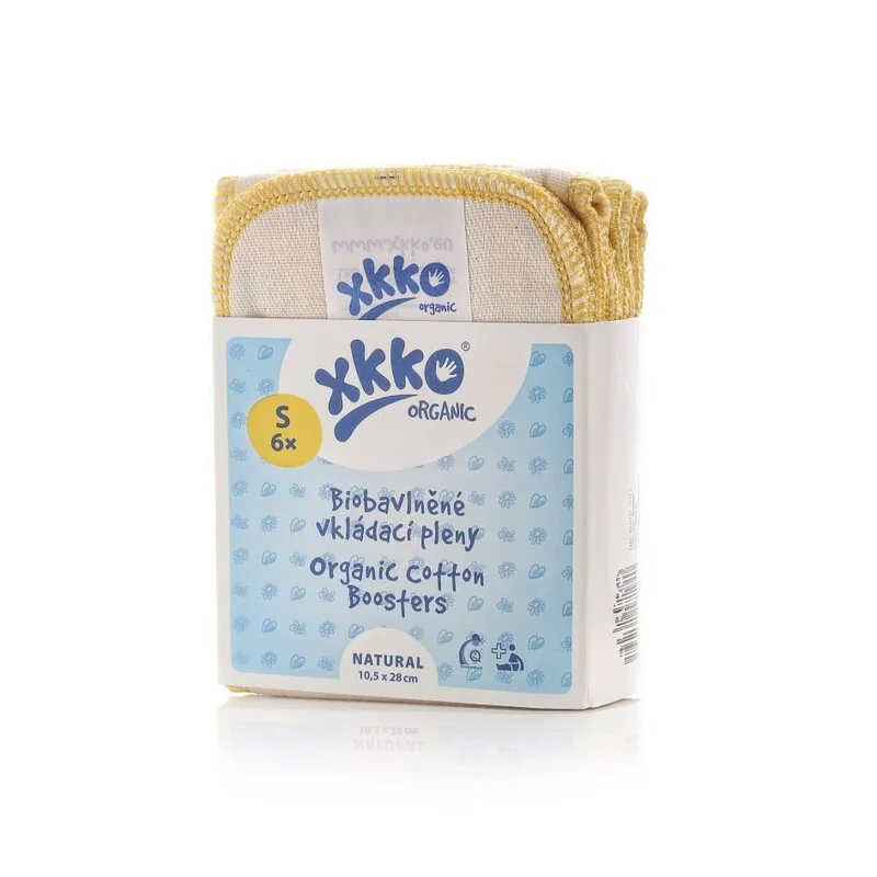 XKKO Organic Twill - Natural, Vkladacie plienky, veľkosť S (6ks) 1×1 ks, biobavlnené vkladacie plienky