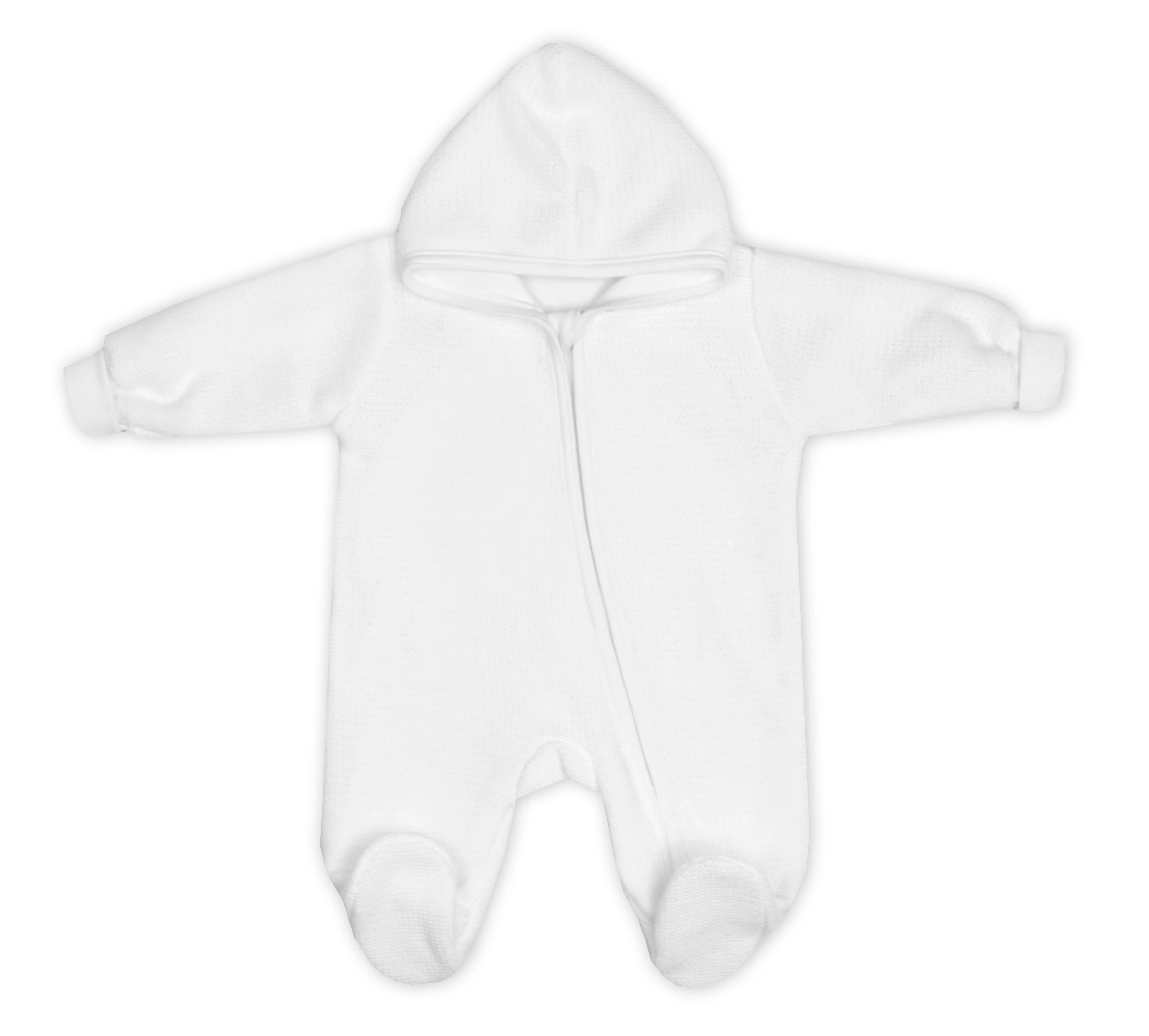 Pletený overal s kapucňou, CUTE - biely
