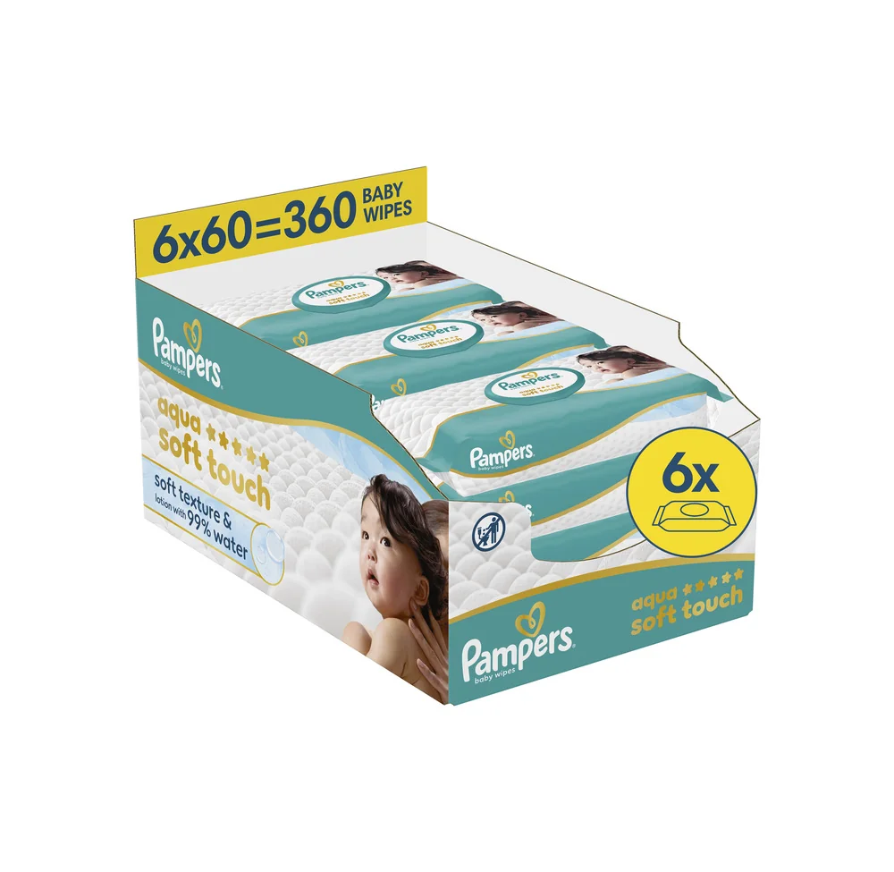 Pampers Aqua Soft Touch Baby detské čistiace obrúsky 60 ks