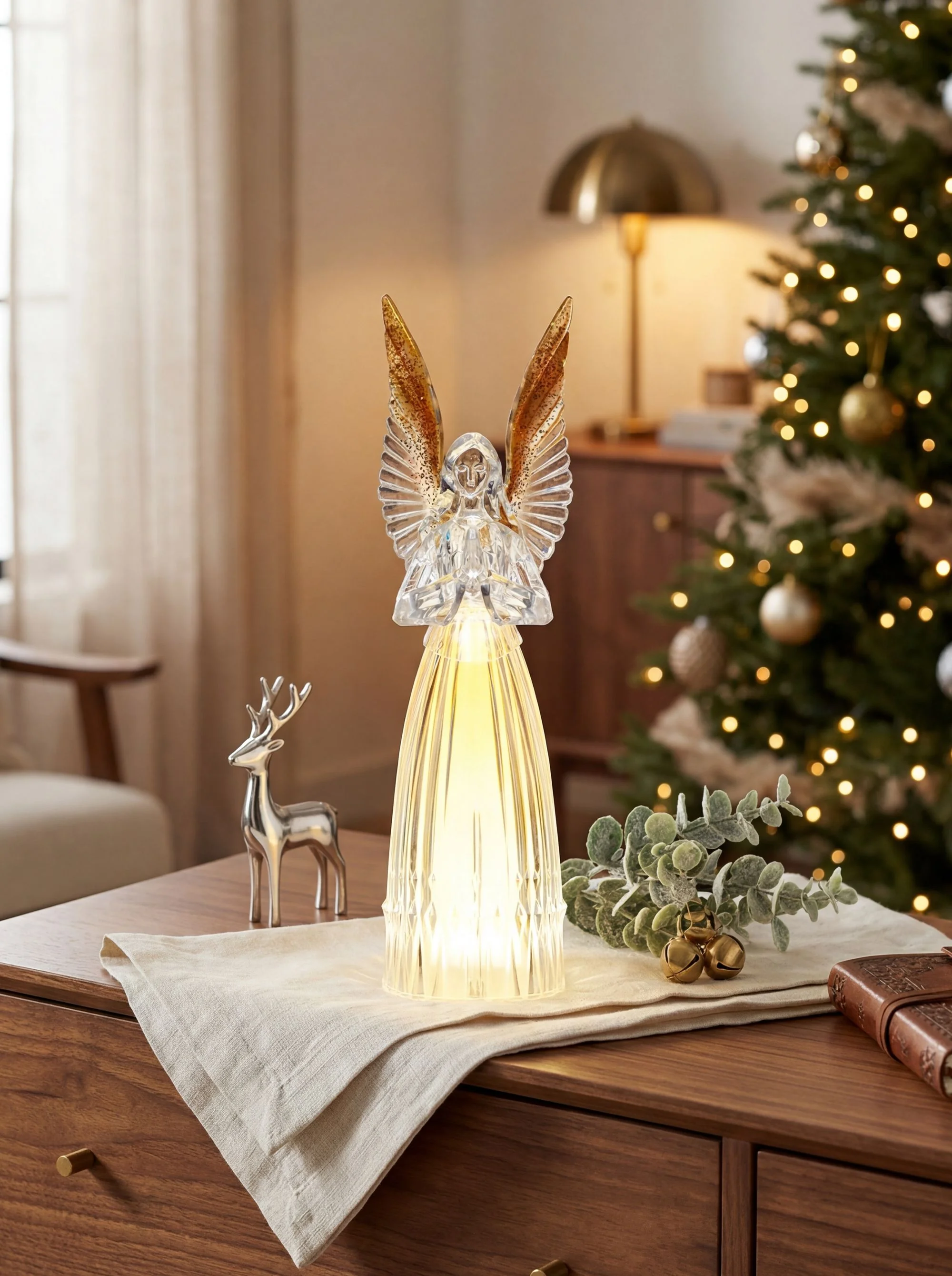 MagicHome vianočný LED anjel, 1 ks 3 LED teplá biela, IP20, 16,5x11,5x41,5 cm