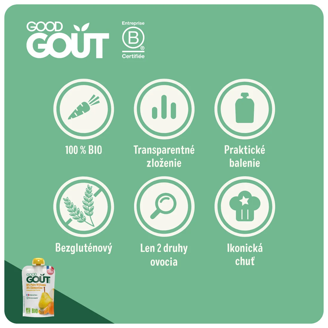 Good Gout BIO Hruška s klementínkou 120 g
