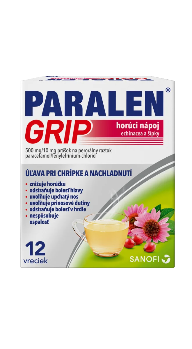 Paralen Grip Horúci nápoj Echinacea a šípky 12 ks