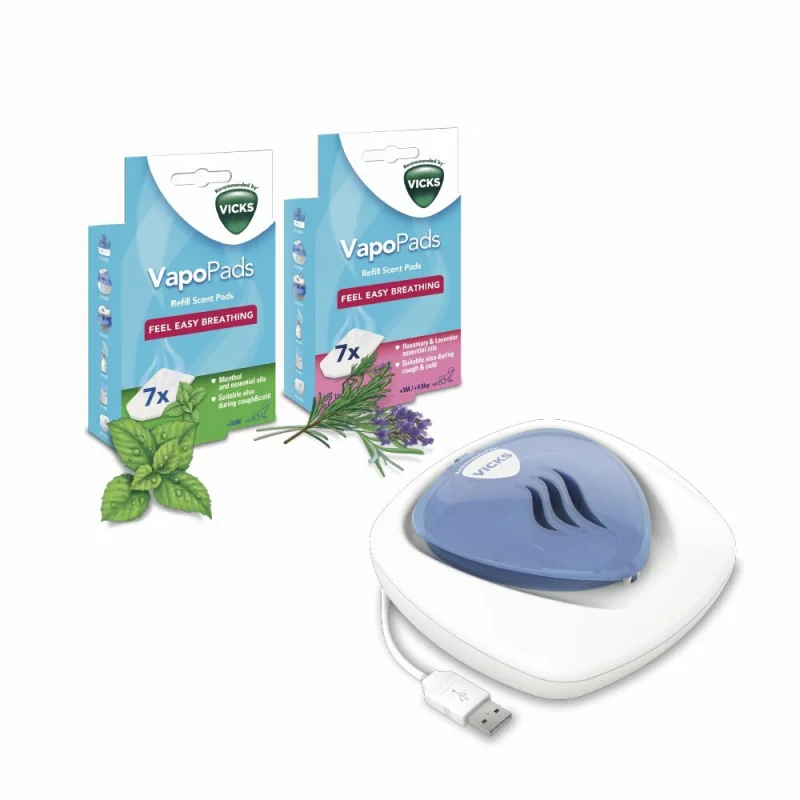 VICKS VH1800EU, Prenosný bezvodý difuzér na dopĺňanie vôní
