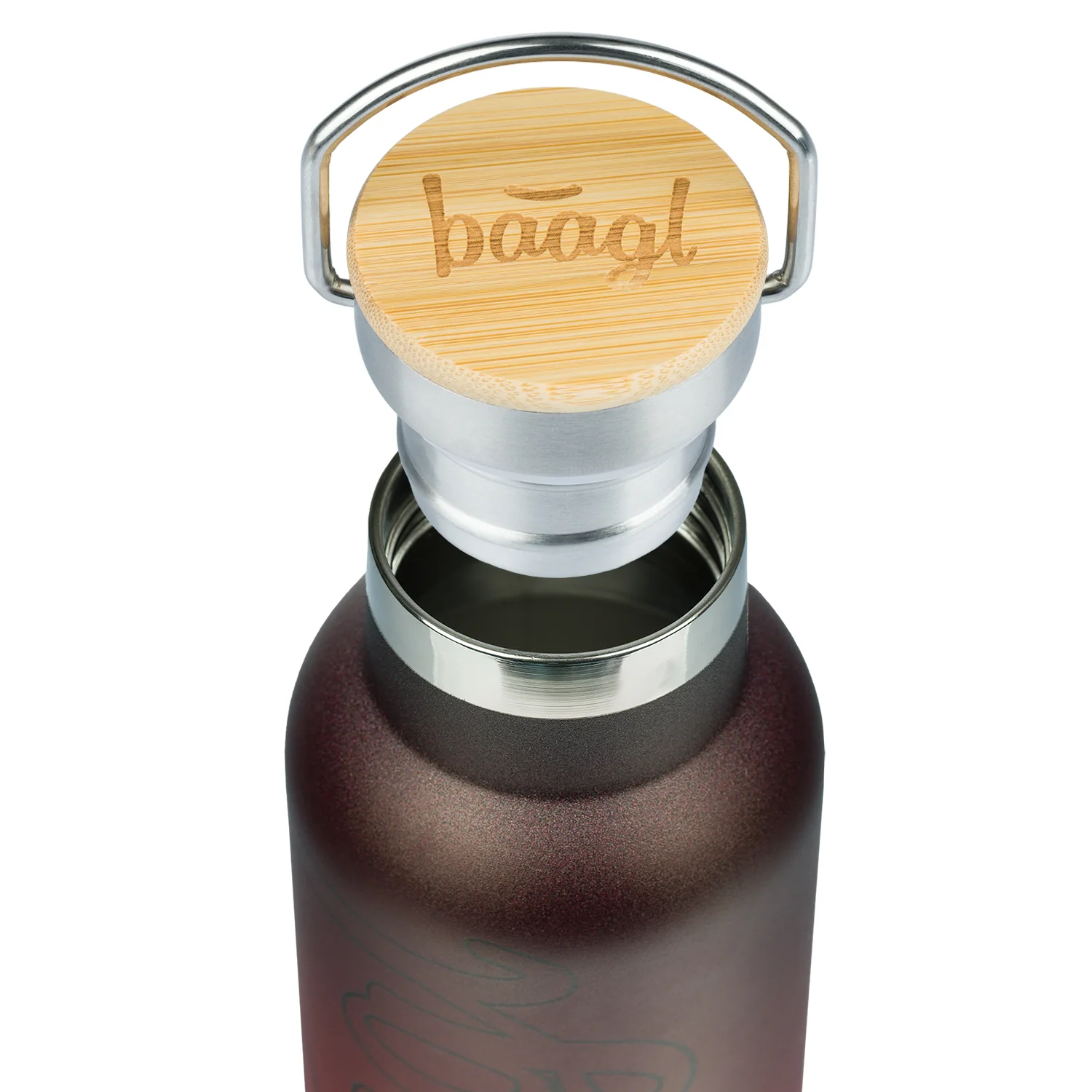 Baagl Termofľaša Gradient červeno-čierna 500 ml s bambusovým viečkom 500 ml