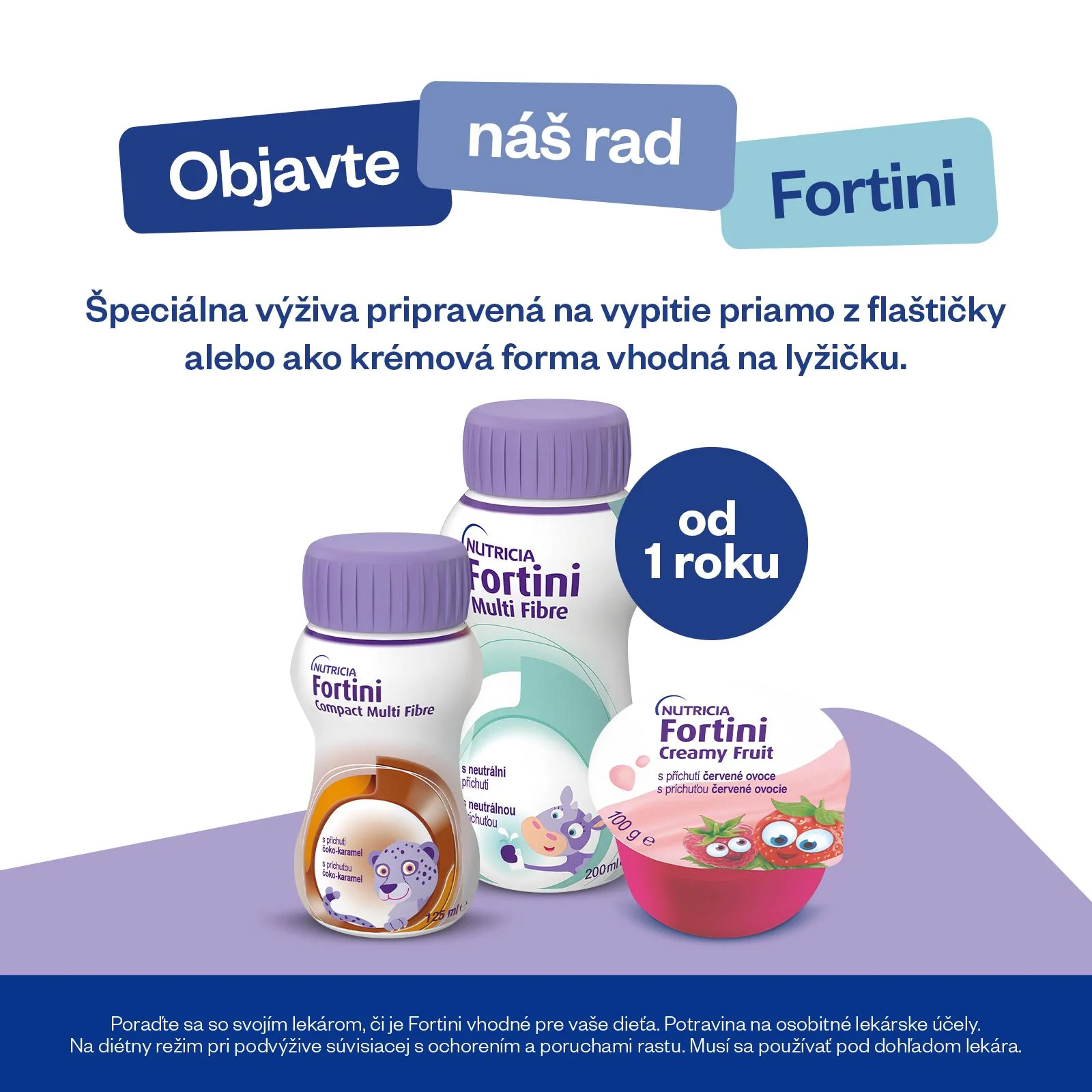 Fortini Compact Multi Fibre s príchuťou čokoláda-karamel 4×125 ml, tekutá výživa pre deti