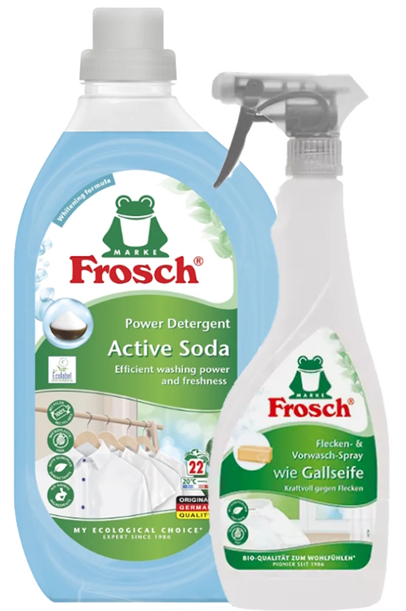 FROSCH Prací gél s aktívnou sódou 1500 ml + Odstraňovač škvŕn „žlčové mydlo“ 500 ml