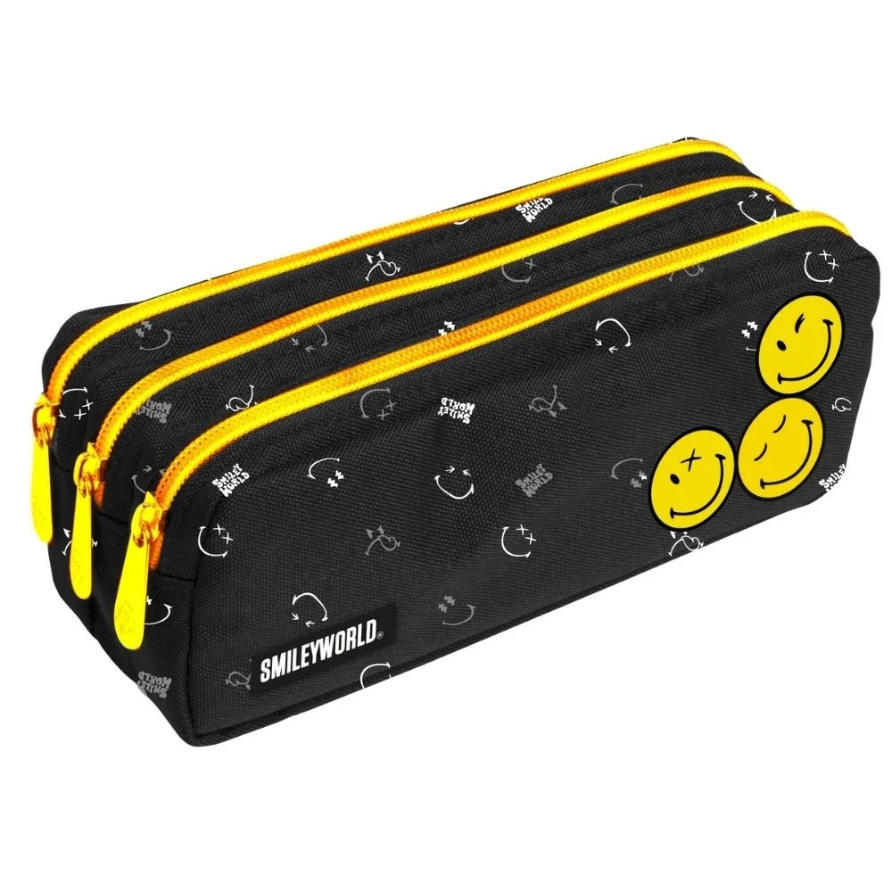 Peračník etue Smiley World, tri zipsy 3 priehradky, žltý