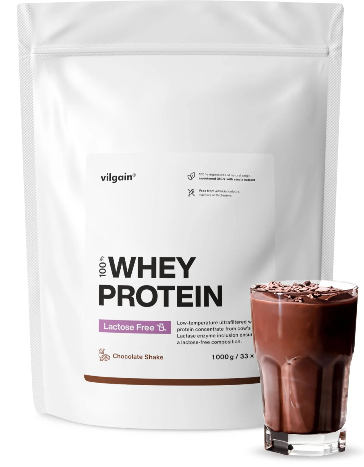 Vilgain Lactose Free Whey Protein Čokoládový šejk 1000 g